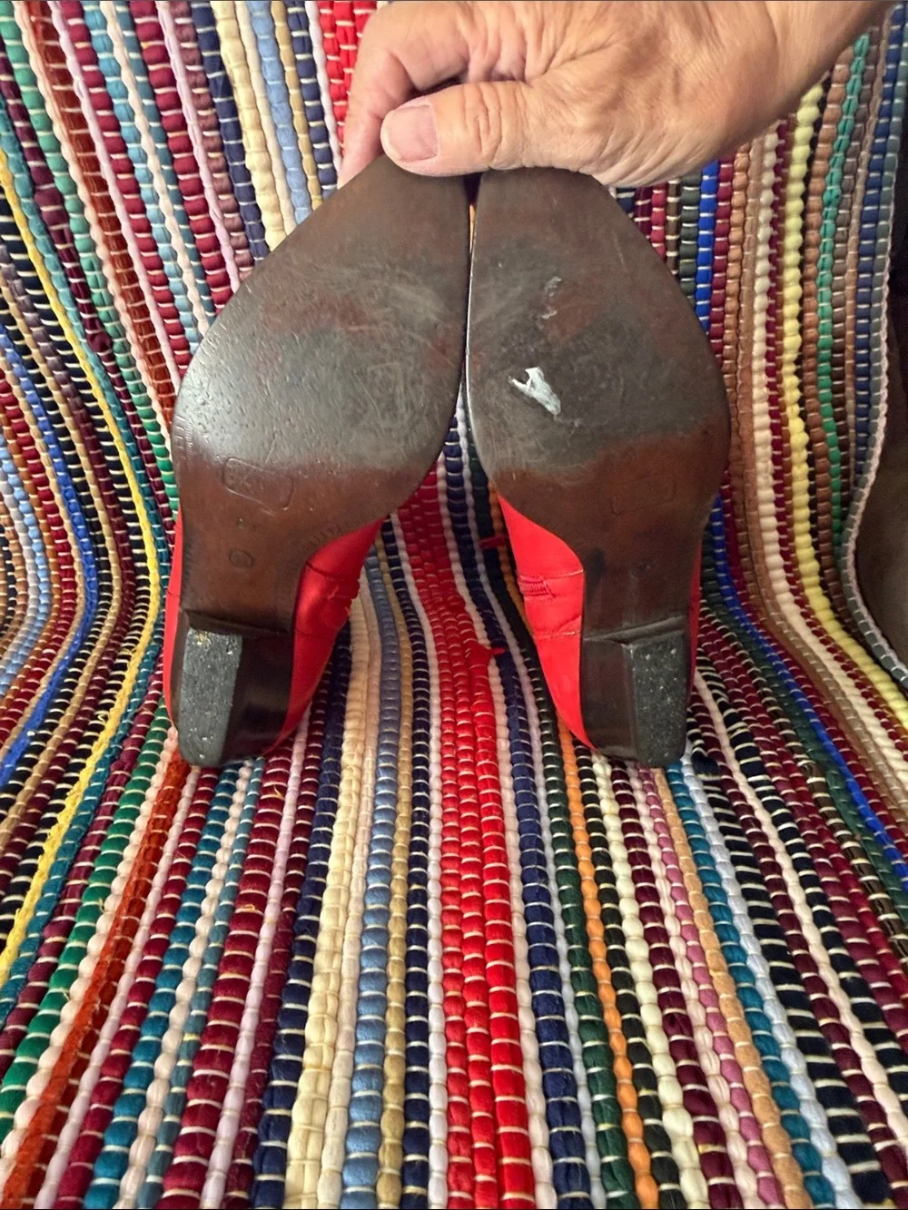 PANEMA Red Leather Western Ankle Boots - Women's